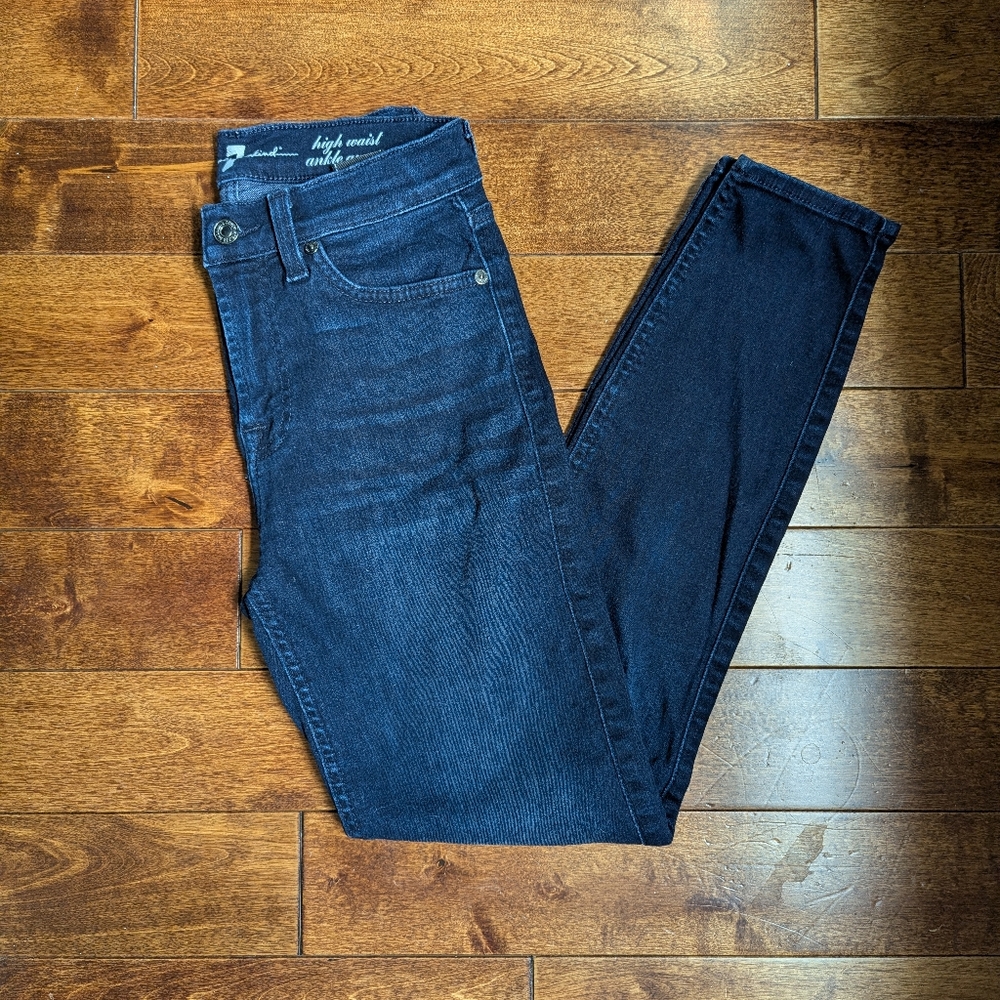 7 For All Mankind High Waist Skinny Jeans, Dark Wash